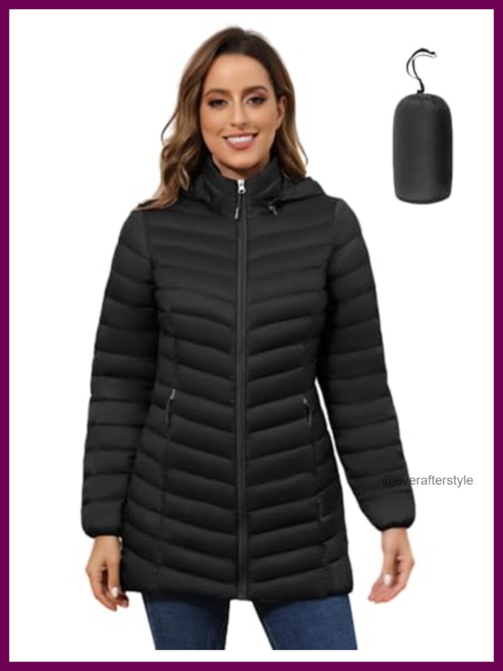 Packable Puffer Jacket Lightweight Winter Quilted Coat with Detachable Hood